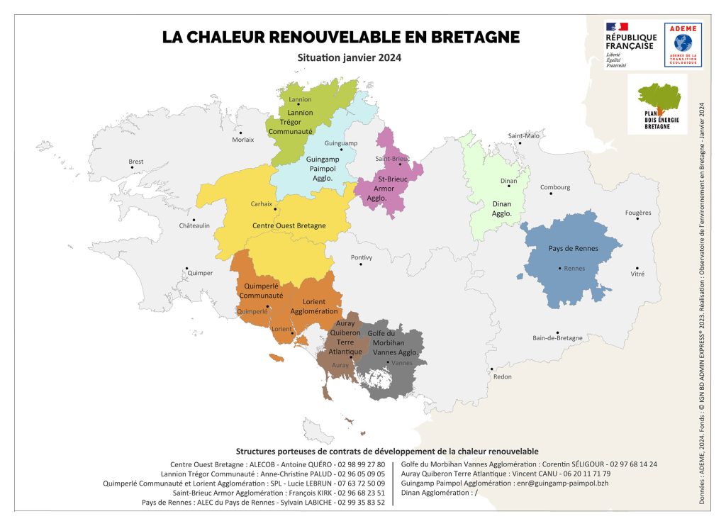 Carte Fonds Chaleur renouvelable Bretagne - 2024